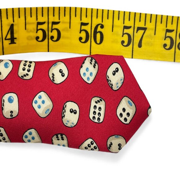 Gucci Silk Tie Italy Made Vintage Dice Gambler Print Red White - Picture 6 of 7